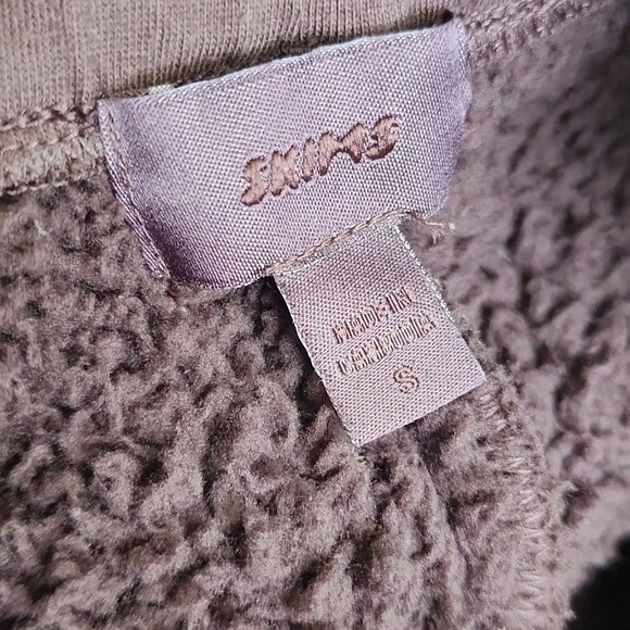 Skims Espresso Chocolate Brown Teddy Sherpa Fuzzy Jogger Sweatpants S (BX16) - Picture 8 of 9